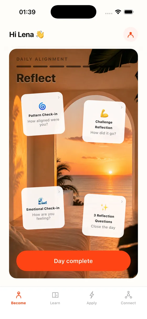 Reflect app screen