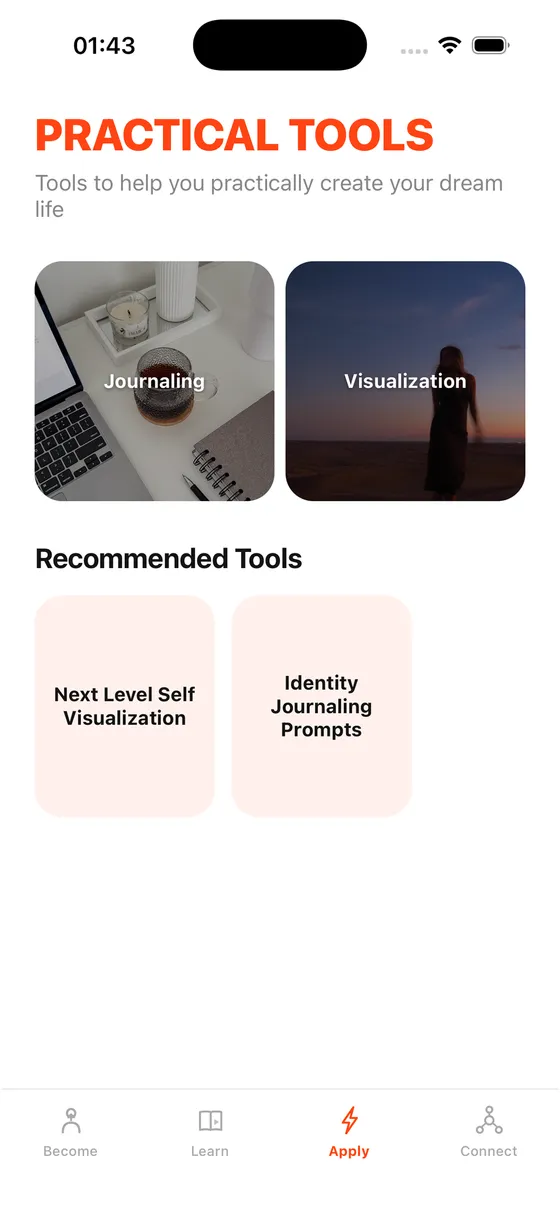 Practical Tools screen